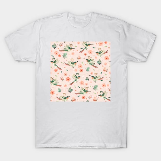 Hummingbird scouts (pink) T-Shirt by katherinequinnillustration